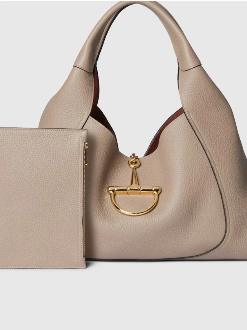 Authentic Like New Gucci Softbit Maxi Hobo in Taupe Leather with Gold Hardware - Picture 5 of 9